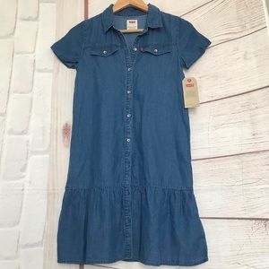 Levis Girls Sz L Dress Short Sleeve Button Down